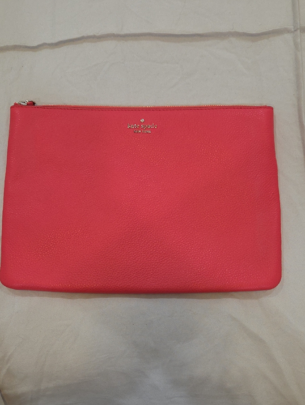 kate spade Coral Pink Leather Zip Clutch